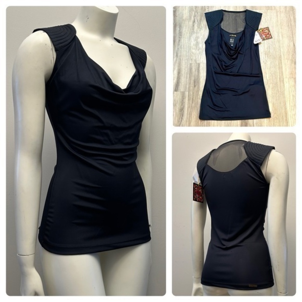 New with tags boutique brand COLCCI sleeveless black scoop neck top blouse